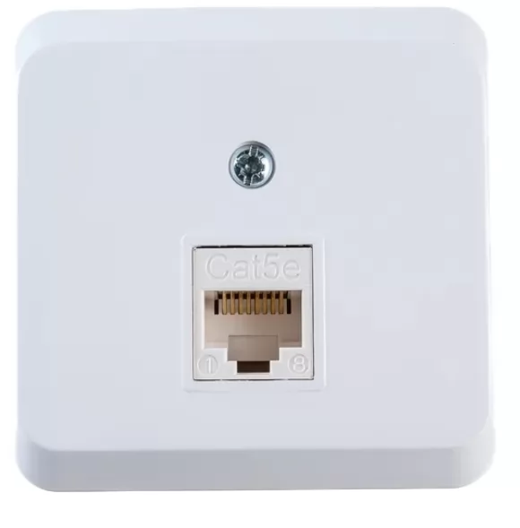 Компьютерная розетка Systeme Electric ЭТЮД, О/У RJ45, категория 5е, белый KOMA-001B